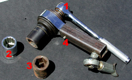 An anode extractor, socket and ratchet wrench